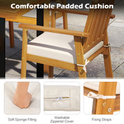 Costway - 2 Pieces Patio Dining Chairs Outdoor Acacia Wood Chairs-White