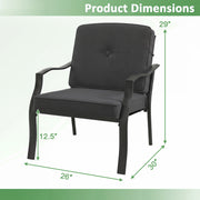 Costway - 2 Pieces Patio Metal Chairs with Seat and Back Cushions for Yard-Black
