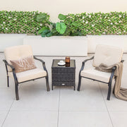 Costway - 2 Pieces Patio Metal Chairs with Seat and Back Cushions for Yard-Beige