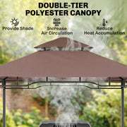 Outsunny - 8' x 5' BBQ Grill Gazebo Tent with Double Tiered Canopy for Outdoor Sun Shade, Coffee