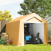 10' x 10' Outdoor Storage Shed Portable Garage with Roll-up Door for Motorcycle, Bike, Garden Tools, Beige