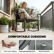 Outsunny - 3 Pieces Rocking Bistro Set Outdoor Patio Furniture Set with Cushions, Glass Coffee Table for Balcony, Grey
