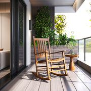 Outsunny - Wooden Porch Rocking Chair Outdoor Patio Rocker Garden Single Leisure Reclining Seat Armchair Natural