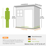 7' x 4' Galvanised Steel Outdoor Storage Shed, Garden Shed with Window, Lockable Wide Door and Air Vents, Dark Grey