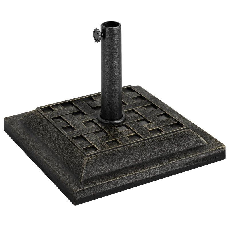 Outsunny - 20 lbs Square Resin Patio Umbrella Stand Base Coated Pole Market Umbrella Parasol Holder Bronze