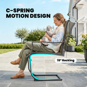Outsunny - C Spring Motion Patio Chairs Set of 2 with Curved High Backrest, Armrest, All Weather Breathable Fabric, Metal Frame