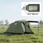 Outsunny - Camping Tent Waterproof Camping Tent with Two Room for 3-4 Person Waterproof, Green