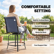 Outsunny - Outdoor Bar Stools Set of 2, 360° Swivel Bar Height Chairs, 26.8" x 29.5" x 48.4", Navy Blue