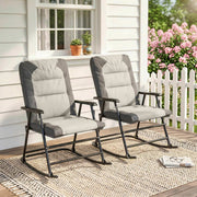 Outsunny - Folding Rocking Chair Set of 2 Padded Rockers with Armrest, Light Grey