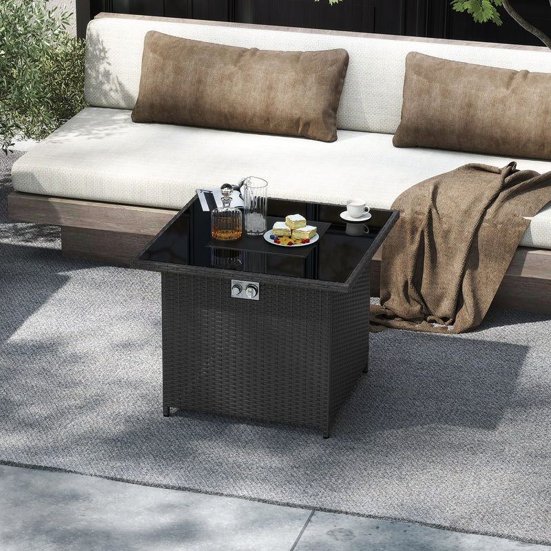 Costway - 32.5 Inch Propane Fire Pit Table 5000 BTU with Tempered Glass Tabletop-Black