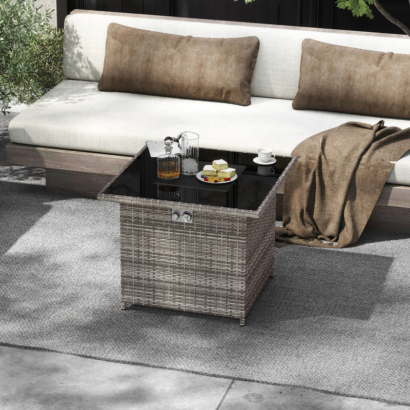 Costway - 32.5 Inch Propane Fire Pit Table 5000 BTU with Tempered Glass Tabletop-Gray