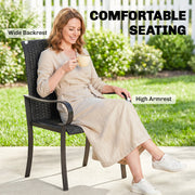 Outsunny - 2 Piece PE Rattan Patio Dining Chairs with Steel Frame, for Garden, Backyard, Pool Side, Porch, Black