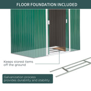 7' x 4' x 6' Garden Storage Shed Outdoor Patio Metal Tool Storage House w/ Foundation Kit and Double Doors Green