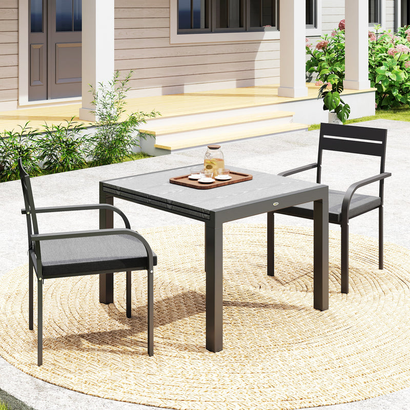 Outsunny - 2 Piece Outdoor Dining Chairs with Aluminum Frame, Soft Cushion, for Deck, Garden, Balcony, Poolside, Grey