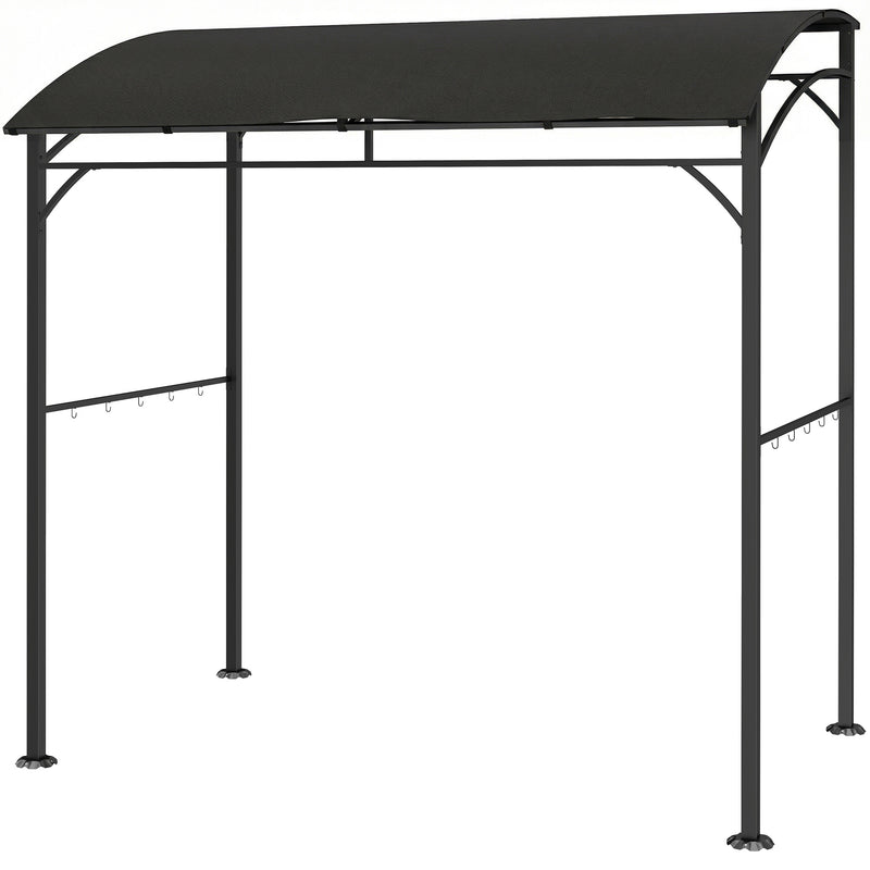 Outsunny - 7' x 5' Garden Grill Canopy, BBQ Grill Gazebo Tent with Steel Frame and Hooks, Outdoor Sun Shade, Black