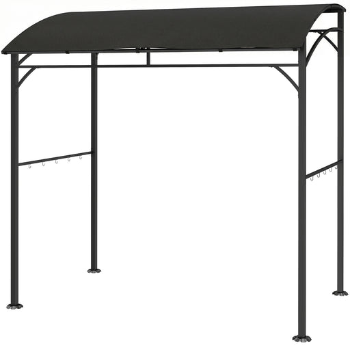 Outsunny - 7' x 5' Garden Grill Canopy, BBQ Grill Gazebo Tent with Steel Frame and Hooks, Outdoor Sun Shade, Black