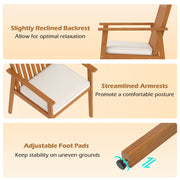 Costway - 2 Pieces Patio Dining Chairs Outdoor Acacia Wood Chairs with Removable Padded Cushion-Natural