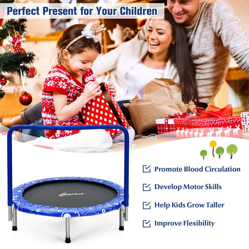 Costway - 36 Inch Kids Trampoline Mini Rebounder with Full Covered Handrail-Blue