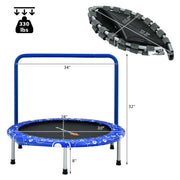 Costway - 36 Inch Kids Trampoline Mini Rebounder with Full Covered Handrail-Blue