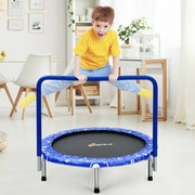 Costway - 36 Inch Kids Trampoline Mini Rebounder with Full Covered Handrail-Blue