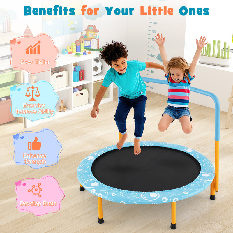 Costway - 36 Inch Kids Trampoline Mini Rebounder with Full Covered Handrail-Orange