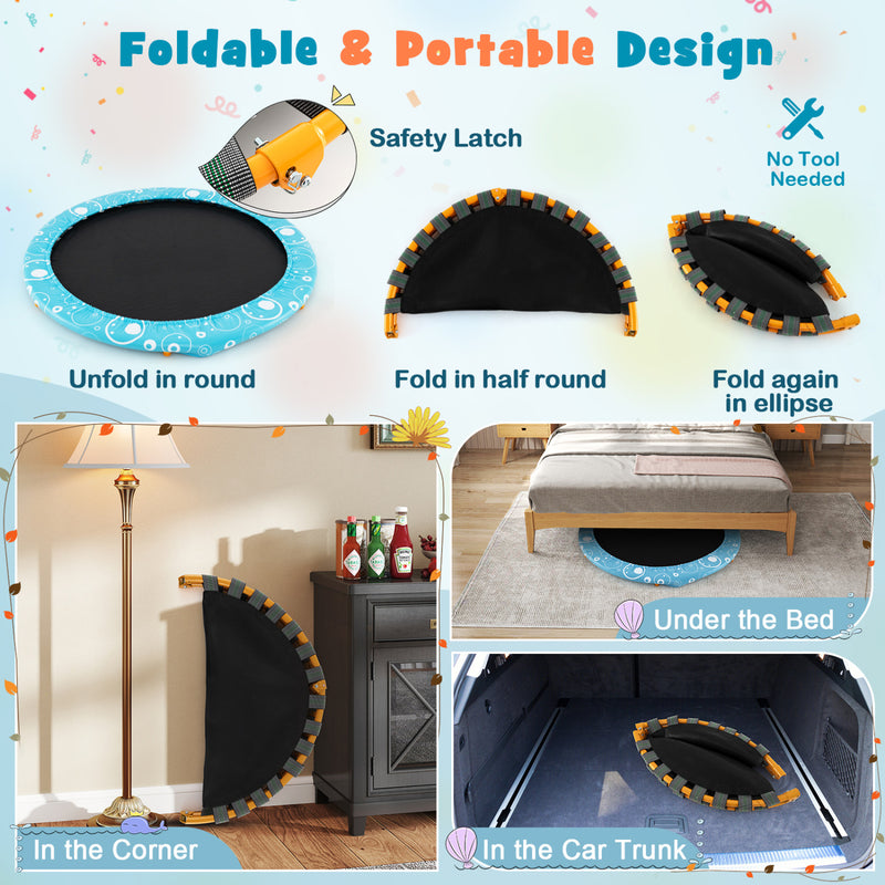 Costway - 36 Inch Kids Trampoline Mini Rebounder with Full Covered Handrail-Orange