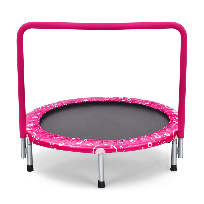 Costway - 36 Inch Kids Trampoline Mini Rebounder with Full Covered Handrail-Pink