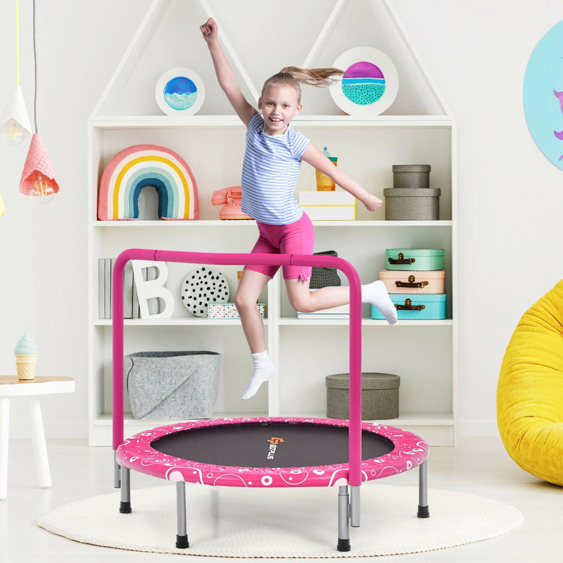 Costway - 36 Inch Kids Trampoline Mini Rebounder with Full Covered Handrail-Pink