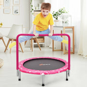 Costway - 36 Inch Kids Trampoline Mini Rebounder with Full Covered Handrail-Pink