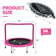 Costway - 36 Inch Kids Trampoline Mini Rebounder with Full Covered Handrail-Pink