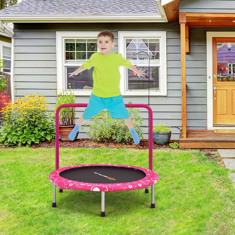 Costway - 36 Inch Kids Trampoline Mini Rebounder with Full Covered Handrail-Pink
