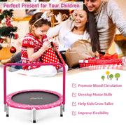 Costway - 36 Inch Kids Trampoline Mini Rebounder with Full Covered Handrail-Pink