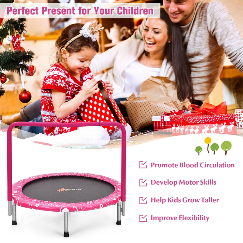 Costway - 36 Inch Kids Trampoline Mini Rebounder with Full Covered Handrail-Pink