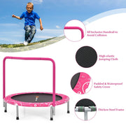 Costway - 36 Inch Kids Trampoline Mini Rebounder with Full Covered Handrail-Pink