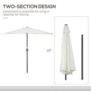 9ft Half Patio Umbrella Round Balcony Umbrella Waterproof Window Sun Shade w/ 5 Ribs Beige