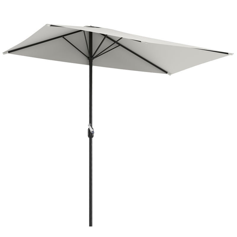 Outsunny - 8ft Half Umbrella Outdoor Balcony Parasol Patio Garden Outdoor Window Sun Shade w/ 5 Ribs, Cream White — 84D-074CW