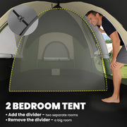 Outsunny - Camping Tent for 6 Man with 2000mm Waterproof Rainfly and Carry Bag for Fishing Hiking Festival, Dark Green