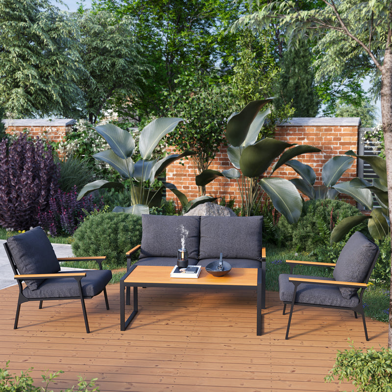 Deko Living - 4 Place Seating Outdoor Patio Conversation Set with Coffee Table