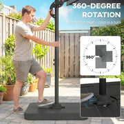 8' x 8' Offset Cantilever Patio Umbrella with Base Weights, UPF50+ Cantilever Parasol with 360° Rotation, Dark Grey