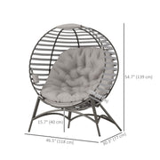 Outsunny - Egg Chair, Patio Lounge Chair, Foldable Basket Chair with Large Seat Cushion, Side Pocket, Light Grey