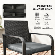 Outsunny - Outdoor Bistro Set, 3 Piece Wicker Patio Furniture with Mesh Seat, Glass Table, Cushions for Porch, Balcony, Grey