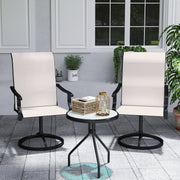 Outsunny - Outdoor Swivel Dining Chairs Set of 2, High Back Swivel Chairs with All Weather Mesh for Deck, Backyard, Poolside, White