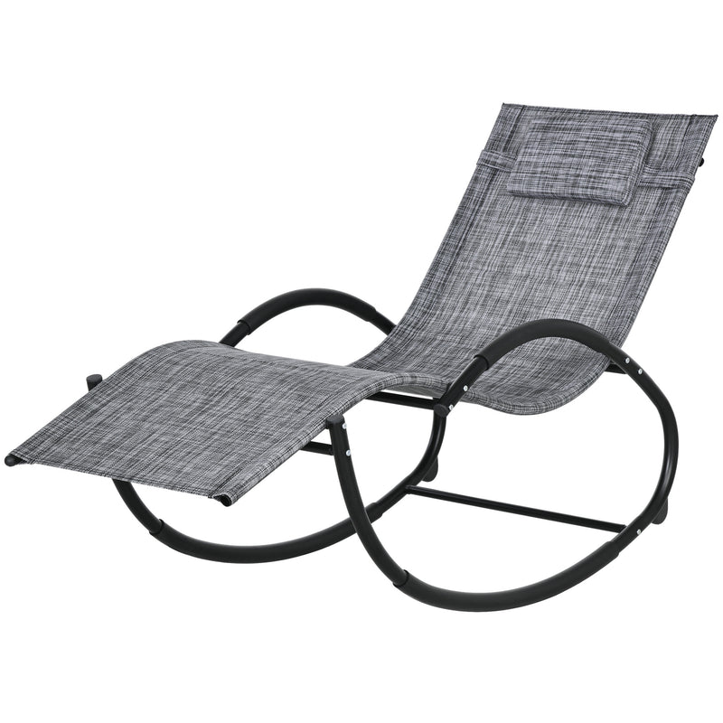 Outsunny - Outdoor Rocking Chair, Patio Zero Gravity Rocker with Mesh Seat and Padded Pillow for Indoor, Garden, Grey