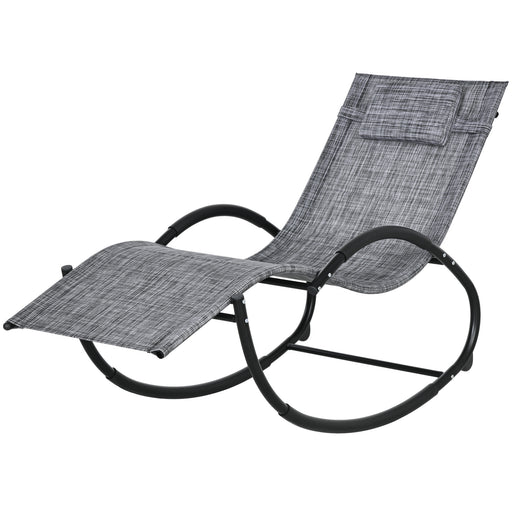 Outsunny - Outdoor Rocking Chair, Patio Zero Gravity Rocker with Mesh Seat and Padded Pillow for Indoor, Garden, Grey