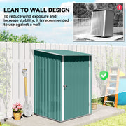 3.3' x 3.4' Lean-to Garden Storage Shed, Outdoor Galvanized Steel Tool House with Lockable Door for Patio Green