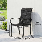 Outsunny - 2 Piece PE Rattan Patio Dining Chairs with Steel Frame, for Garden, Backyard, Pool Side, Porch, Black