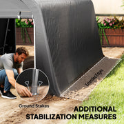 10' x 15' Portable Shed, Outdoor Storage Shed Tent with Roll-Up Zipper Door for Patio Garden Garage, Dark Grey