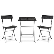 Costway - 3-Piece Folding Bistro Set with PE Wicker and X-Shaped Metal Frame-Black