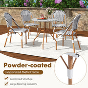 Costway - 3 Piece French Bistro Table Chair Set with Outdoor Wicker Round Table and 2 Dining Chairs