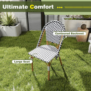 Costway - 3 Piece French Bistro Table Chair Set with Outdoor Wicker Round Table and 2 Dining Chairs